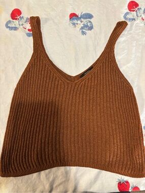 Forever 21 Rust Orange Ribbed Cowl Neck Sweater